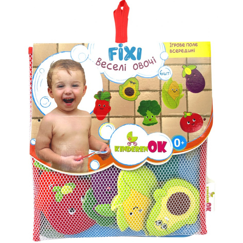  Игрушки для купания Kinderenok Fixi Веселые овощи и игровое поле